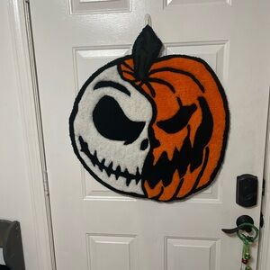 Handmade Jack Skellington/Pumpkin face tufting wall hanger/ area rug